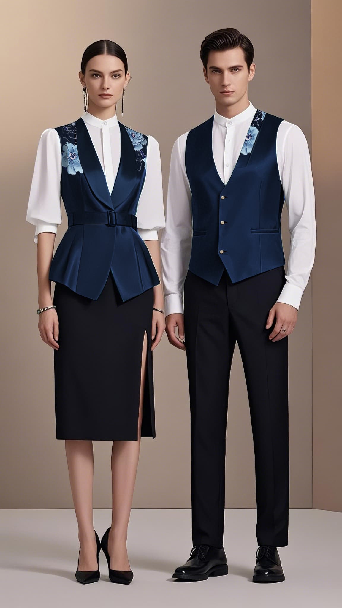 餐饮工作服蓝黑色系